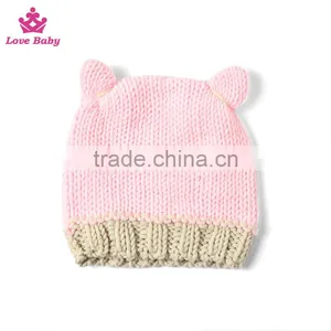 Sweety Pink Cat Newborns Girls Cap, Knitting By Hand Photography Hat For Kids Wholesale thumbnail-2