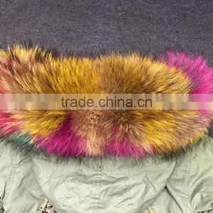 Myfur Customized Random Color Big Raccoon Fur Hood Patchwork Fur Lining Ladies Parka thumbnail-4