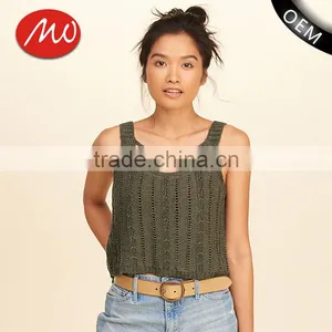 2018 New Fashion Womens Knitted Sleeveless Crochet Top With Wholesale Price thumbnail-1