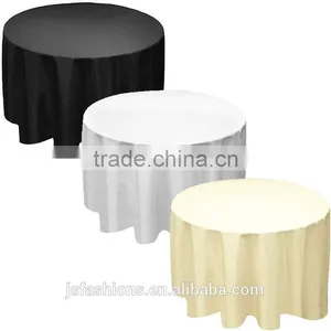 Factory Wholesale Wedding Polyester Round Plain White Black Ivory Table Cloth thumbnail-1