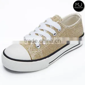 In Stock Gold Canvas Shoe Woman thumbnail-1