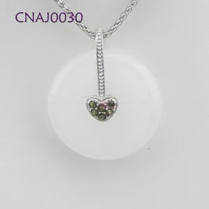 White Onxy Statue Stone Pendant Sterling Silver Gift Jewelry thumbnail-1