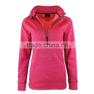 Women Warm Humidity And Ventilation Zippers Neckline Melange Ski Mid Layers T Shirt thumbnail-5