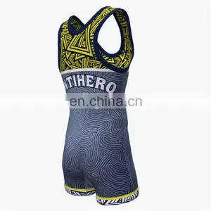 Custom Brand Sublimation Printing Design Wrestling Jersey Singlet thumbnail-3