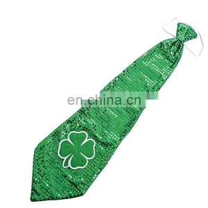 Wholesale Silk Sequin Custom Ties Shamrock St. Patrick's Day thumbnail-2