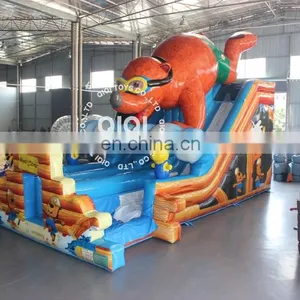 Inflatable Bear Camp Toboggan / Special Design Gonfiabile Water Slide With Pool thumbnail-6