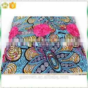 Hot Selling Wholesale French Lace Border Lace African Veritable Real Wax Print Ankara Fabric for Make ClothesH170111011 thumbnail-5