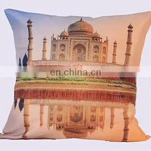Indian Traditional Royal Lali Prints Taj Mahal Digital Printed Cushion Cover in High Quality thumbnail-1