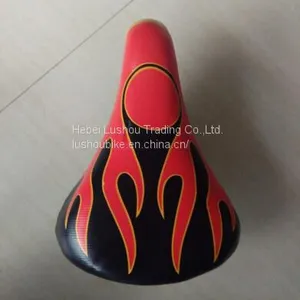 Popular Fashion Popular Children's Bicycle Saddle White and Red Printed Leather Bicycle Seat thumbnail-3