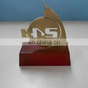 Logo Cut Out Metal Trophy With Wooden Base thumbnail-1