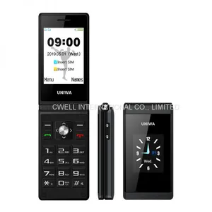 UNIWA X28 Dual Screen Dual SIM Wireless FM Radio SOS Function Big Button Big Battery Flip Style Folding Phone thumbnail-1