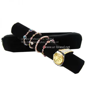 Black Velvet Bracelet Watch Jewelry Storage Roll Pack Portable Outing Exhibition Roll Pack Travel Storage Bag thumbnail-1