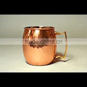 Black Antique Hammered Moscow Mule Copper Mug With Solid Twisted Brass Handle thumbnail-5