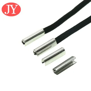 Custom U Style Metal Aglet Drawstring Rope Metal Tail Clips Polyester Rope With Metal Wrapped Head Metal Head thumbnail-1