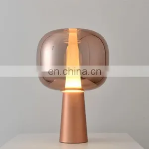 Chrome/Gold/Rose Gold Glass Table Light Post Modern Table Lamp Glass Bedside Night Lamp thumbnail-1