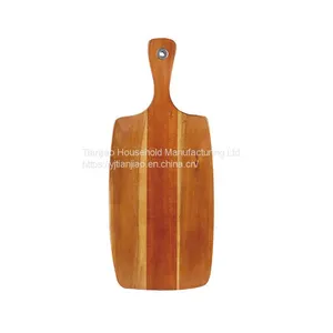 Acacia Wood Serving Board Rectangle Shape Cutting Board With Paddle Handle Large Tray Wooden Chopping Block thumbnail-1