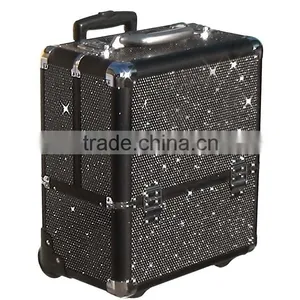PRO Makeup Artist Rolling Train Case w/ 4trays & Dividers,Aluminum Travel Cosmetic Trolley Case thumbnail-2