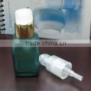 15ml 30ml 50ml Green Frosted Square Glass Bottle With Lotion Pump thumbnail-1