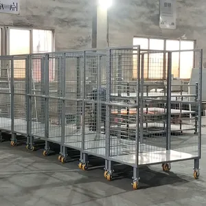 500kg Heavy-Duty Nestable 4-Sided Roll Cage Trolley for Cargo Storage thumbnail-2