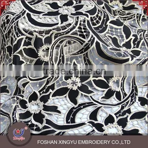 Hot-selling Promotional Custom Chemical Evening Sexy Dress Use Hot Popular Black Gold Lace Fabric Supplier's Choice thumbnail-1