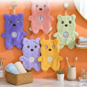 Cute Hanging Hand Towels Ultra-Soft Microfiber Coral Fleece for Kitchen & Bathroom thumbnail-1