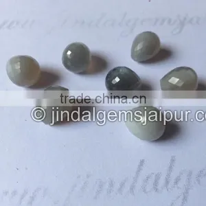 Wholesale Grey Moonstone Half Drill Faceted Drops Loose Gemstone thumbnail-1
