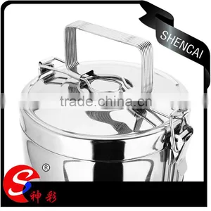 Portable Stainless Steel Hot Four Layer Tiffin Lunch Box/ Insulated Food Carrier/ Hand Pot thumbnail-2
