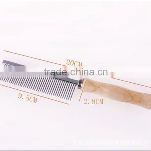 Pet Cleaning Supplies Wooden Comb Series Wooden Handle Single Row of Steel Pet Comb thumbnail-2