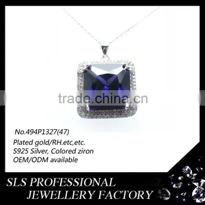 2015 Beautiful Silver Pendant Big Stone Pendant Design With Purple Gemstone /crystal Pendant for Women Mother's Day Gift thumbnail-1