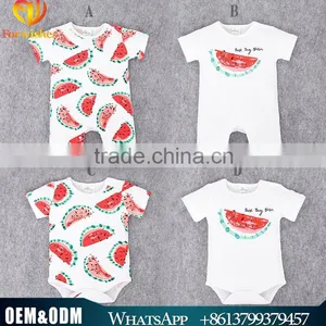Summer New Style Boutique Design Pure Cotton Wearing Cute Watermelon Toddler Rompers thumbnail-1