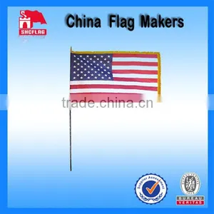 American Hand Waving Flags With Gold Fringe Around Side thumbnail-1