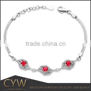 CYW Bijoux Fantaisie Noble Ruby Foliage 925 Sterling Silver Bracelet Factory thumbnail-1
