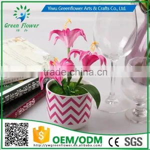 2016 Wholesale Multicolor Latex Artificial PU Flowers Three Lilies Bonsai Real Touch Bouquet Wedding Bridal Decor Display Flower thumbnail-2
