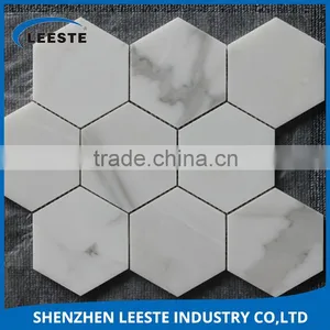 Easy to Cleaned Honed Customized Hexagon Shape Cheap Marble Tile thumbnail-1