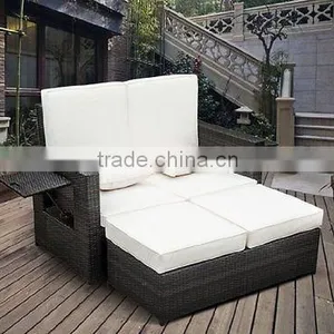 Outdoor Wicker Rattan Reclining Love Chair Seats thumbnail-3