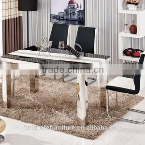 High-glass Glass Top Stainless Steel Base 4 Piece Dinign Set With Chairs thumbnail-1