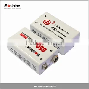 Hot Selling New Soshine 9V 7.4 Volt Lithium Ion 650mAh Rechargeable Battery thumbnail-2