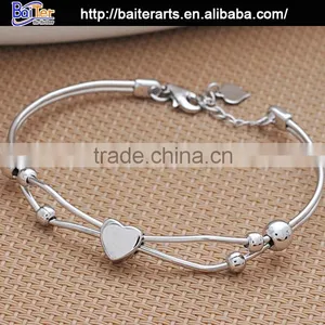 Wholesale Explandable Thin Gold Bangles Heart Charm Bangle Twist Wire Bangle thumbnail-4