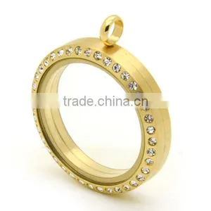 Hot Sale 316L Gold With Rhinestones Floating Lockets 30mm Stainless Steel Magnetic Floating Lockets thumbnail-2