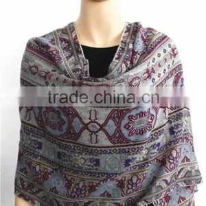 2015 Latest Classical Floral Print Wool Scarf thumbnail-2