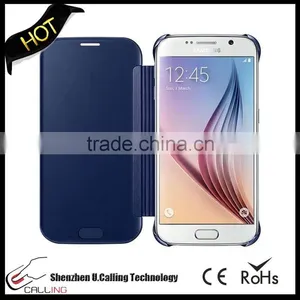 Luxury Mirror View Clear Flip Case Cover For Samsung S6 Edge Plus thumbnail-3