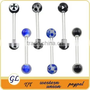 TR01070 14G Tongue Barbell Printed Fake Piercing Tongue thumbnail-1