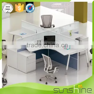 YS-SW09 Modern Design Cubicle Office Workstation Furniture 4 Seats Face To Face MFC Board Panel And Glass Partition thumbnail-6