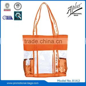 Clear PVC Custom Tote Bag With Two Side Mesh Pockets thumbnail-4