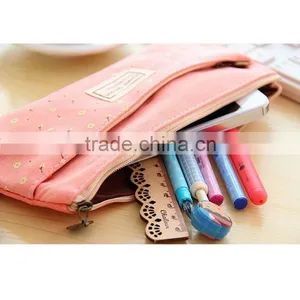 Double Zipper Canvas Cosmetic Pencil Case and Coin Pouch thumbnail-5