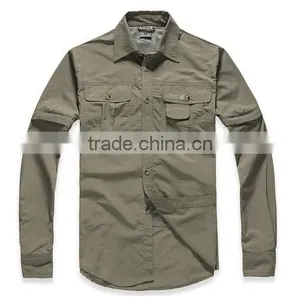 Mens Quick Dry Camping Hiking Fishing Shirt Anti Sun UV Detachable Sleeve Shirt thumbnail-1