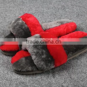 Many Colors Soft Warm Two Tone Sheared Rex Rabbit Fur Slipper thumbnail-6