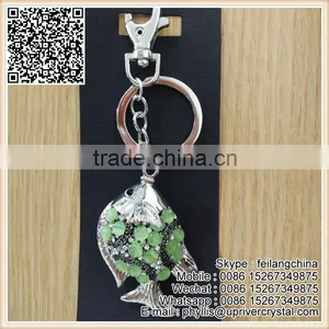 Best Sale Cheap Keychain Jewelry Souvenir Green Fish Key Ring For Promotion thumbnail-3