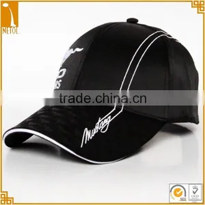 Cheap High Quality Custom 6 Panel Black 100%cotton Embroidered Character Baseball Cap Wholesale thumbnail-1