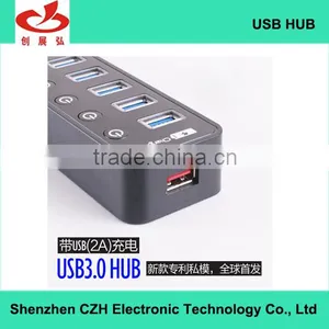 High-speed 7 Port Usb Hub With Individual Switches and Led Indicators, 7 Port Usb 3.0 Hub +1 Quick Charging Port thumbnail-2